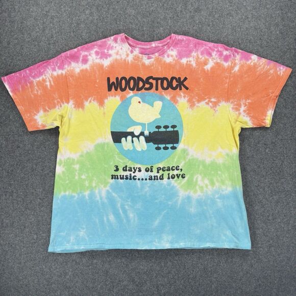 Woodstock Tie-Dye T-Shirt Liquid Blue Men's XXL 2XL Festival 2016 Peace Love - Picture 1 of 7